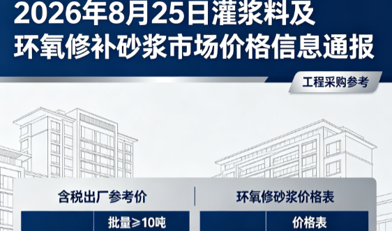 南溪2026年8月25日灌浆料及环氧修补砂浆市场价格信息通报